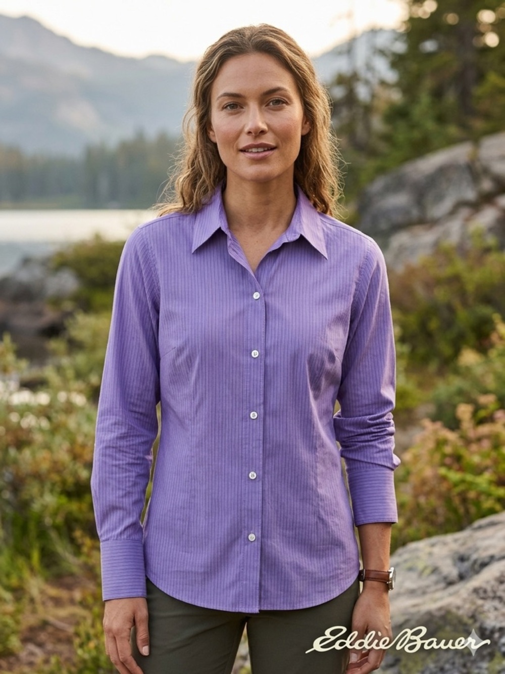 Eddie Bauer Lavender Button-Down Shirt
